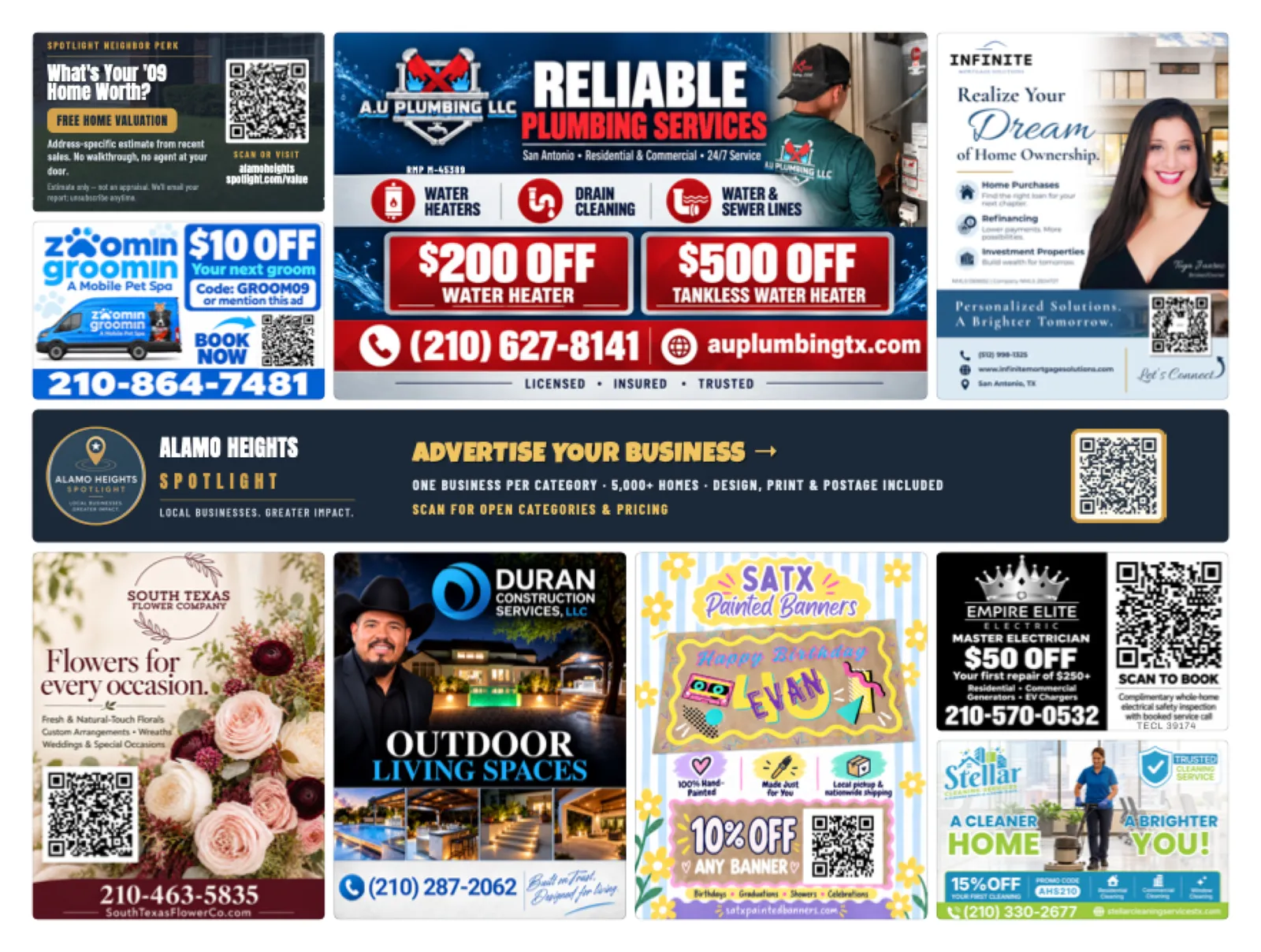 Back of sample Alamo Heights artwork — preview for Cibolo & Schertz Spotlight